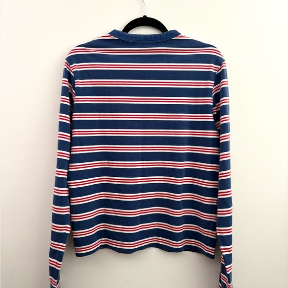 Zara Navy and White Striped Top with Red Highlights - Picture 4 of 4